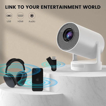 Nathan Ultra Mini Projector – 4K Support, WiFi 6, Bluetooth 5.4, 180° Rotation, Smart Home Theater